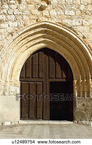 Picture - Spain, Spanish, Building, Closed, Entrance, Opened, Wood. Fotosearch