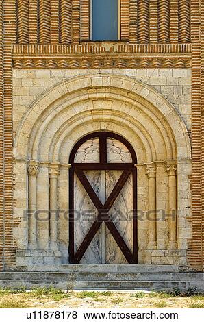 Stock Photo - Spain, Spanish, Building, Closed, Entrance, Closed, Wood. Fotosearch