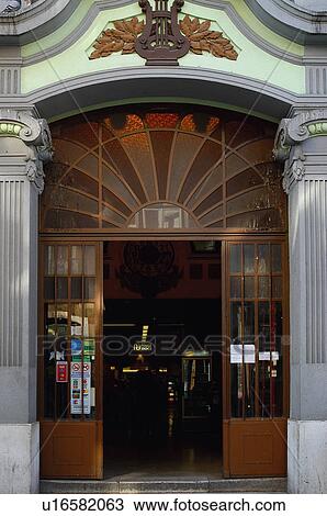 Spain Spanish Building Door Entrance Opened Facade Stock