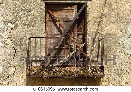 Stock Photography - Spain, Spanish, Building, Door, Window, Balcony, Plank. Fotosearch
