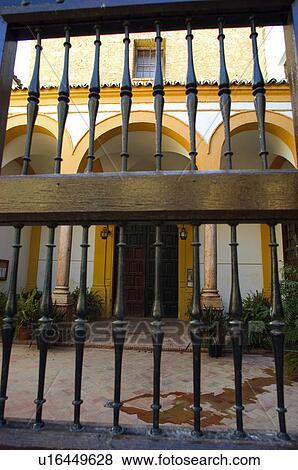 Spain, Spanish, Building, House, Grate, Courtyard, Arch View Large Photo Image Stock Photo - Spain, Spanish, Building, House, Grate, Courtyard, Arch. Fotosearch