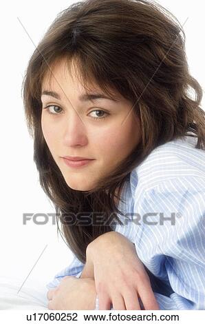 Woman, Beauty, Young, Young woman, Brown hair, Morning, Good morning View Large Photo Image Stock Image - Woman, Beauty, Young, Young woman, Brown hair, Morning, Good morning. Fotosearch