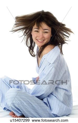 Stock Photo - Woman, Beauty, Young, Young woman, Brown hair, Morning, Good morning. Fotosearch