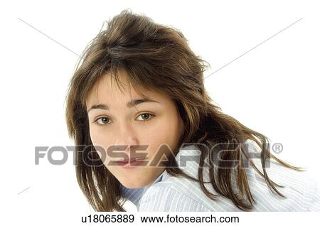 Stock Photo - Woman, Beauty, Young, Young woman, Brown hair, Morning, Good morning. Fotosearch