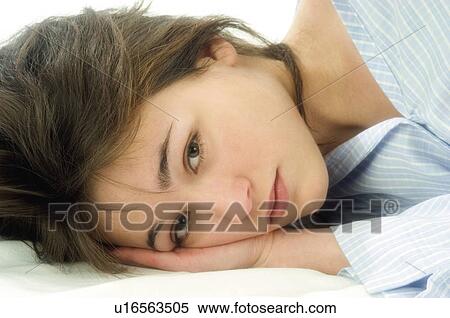 Woman, Beauty, Young, Young woman, Brown hair, Bed, Morning View Large Photo Image Stock Photography - Woman, Beauty, Young, Young woman, Brown hair, Bed, Morning. Fotosearch