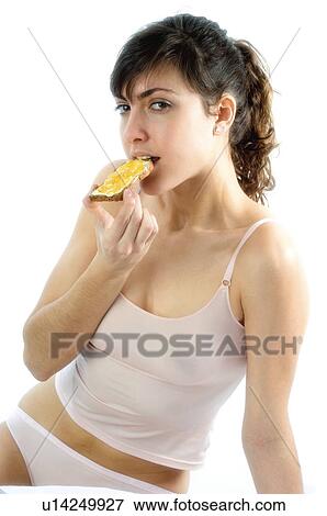 Woman, Breakfast, Having breakfast, Beauty, Young, Young woman, Brown hair View Large Photo Image Stock Photo - Woman, Breakfast, Having breakfast, Beauty, Young, Young woman, Brown hair. Fotosearch