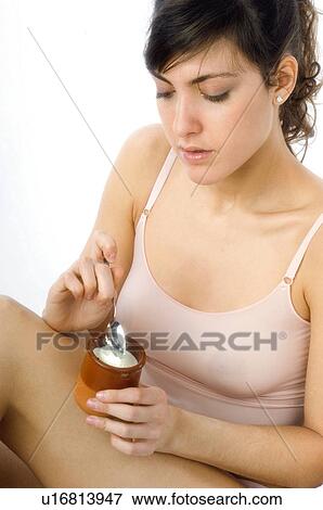 Woman, Breakfast, Having breakfast, Beauty, Young, Young woman, Morning View Large Photo Image Stock Photo - Woman, Breakfast, Having breakfast, Beauty, Young, Young woman, Morning. Fotosearch