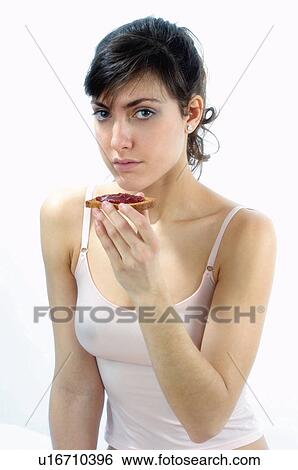 Woman, Breakfast, Having breakfast, Beauty, Young, Young woman, Brown hair View Large Photo Image Stock Photograph - Woman, Breakfast, Having breakfast, Beauty, Young, Young woman, Brown hair. Fotosearch