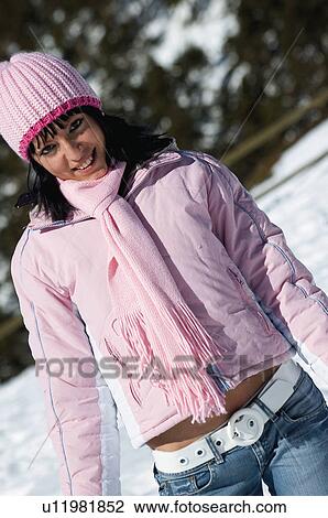 Stock Image - Woman, Young, Young woman, Beautiful, Winter, Clothes, Winter clothes. Fotosearch