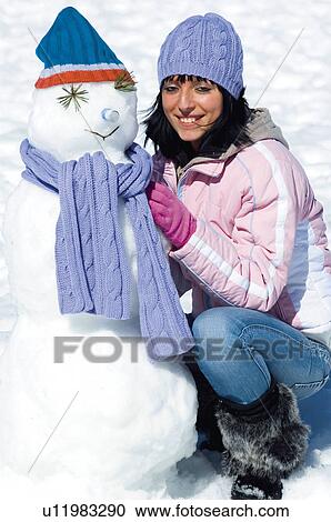 Stock Image - Woman, Young, Young woman, Beautiful, Winter, Clothes, Winter clothes. Fotosearch