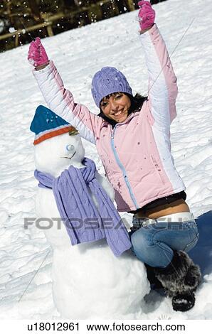 Stock Image - Woman, Young, Young woman, Beautiful, Winter, Clothes, Winter clothes. Fotosearch