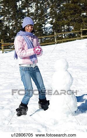 Stock Photography - Woman, Young, Young woman, Beautiful, Winter, Clothes, Winter clothes. Fotosearch