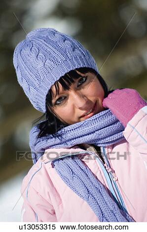 Stock Photography - Woman, Young, Young woman, Beautiful, Winter, Clothes, Winter clothes. Fotosearch