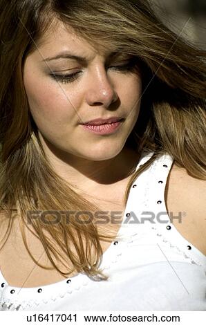 Woman, Young, Blond, Blonde, Blond hair, Long hair, T shirt View Large Photo Image Stock Image - Woman, Young, Blond, Blonde, Blond hair, Long hair, T shirt. Fotosearch