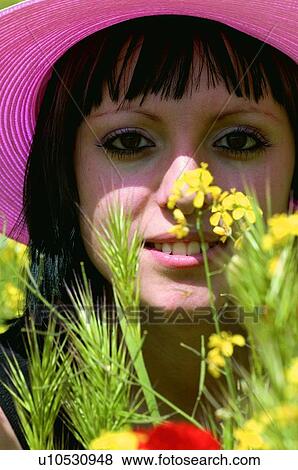 Woman, Young, Nature, Country, Flowers, Country of flowers, Yellow View Large Photo Image Stock Photo - Woman, Young, Nature, Country, Flowers, Country of flowers, Yellow. Fotosearch