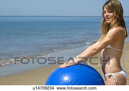 Picture - Woman, Blond, Blonde, Blond hair, Beauty, Beach, Summer. Fotosearch