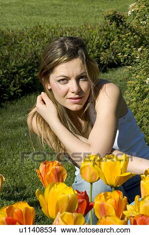 Woman, Young, Nature, Country, Flowers, Beauty, Blond View Large Photo Image Picture - Woman, Young, Nature, Country, Flowers, Beauty, Blond. Fotosearch