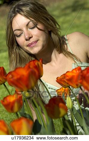 Woman, Young, Nature, Country, Flowers, Beauty, Blond View Large Photo Image Picture - Woman, Young, Nature, Country, Flowers, Beauty, Blond. Fotosearch