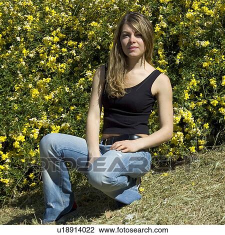 Woman, Young, Nature, Country, Flowers, Beauty, Blond View Large Photo Image Stock Image - Woman, Young, Nature, Country, Flowers, Beauty, Blond. Fotosearch