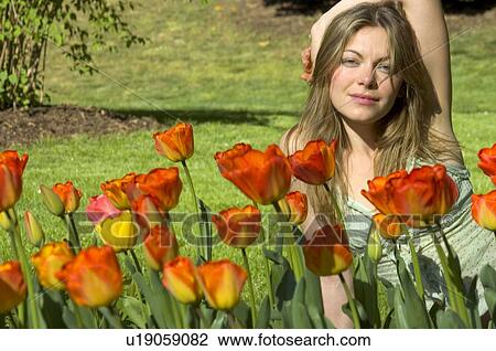 Woman, Young, Nature, Country, Flowers, Beauty, Blond View Large Photo Image Stock Image - Woman, Young, Nature, Country, Flowers, Beauty, Blond. Fotosearch