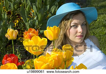 Woman, Young, Nature, Country, Flowers, Beauty, Blond View Large Photo Image Stock Image - Woman, Young, Nature, Country, Flowers, Beauty, Blond. Fotosearch