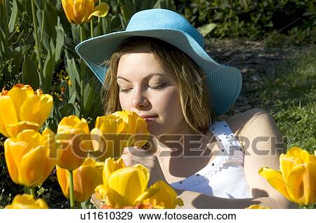 Woman, Young, Nature, Country, Flowers, Beauty, Blond View Large Photo Image Stock Photo - Woman, Young, Nature, Country, Flowers, Beauty, Blond. Fotosearch