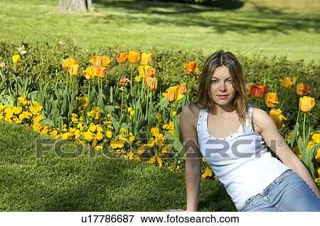 Woman, Young, Nature, Country, Flowers, Beauty, Blond View Large Photo Image Stock Photo - Woman, Young, Nature, Country, Flowers, Beauty, Blond. Fotosearch