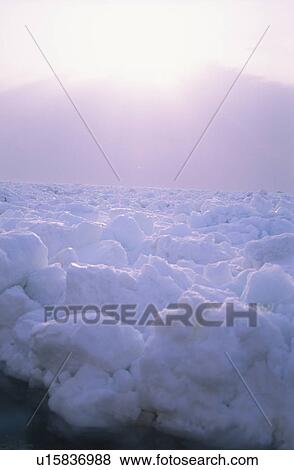 Stock Photo - Drift Ice And The Morning Sun. Fotosearch