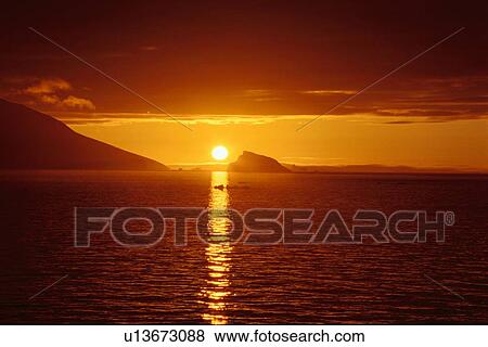 Sunset Over Icebergs View Large Photo Image Stock Photo - Sunset Over Icebergs. Fotosearch