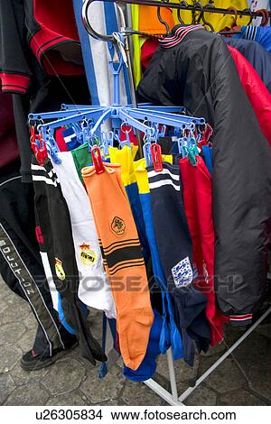 Picture - Colorful sport socks for sale at market. Fotosearch