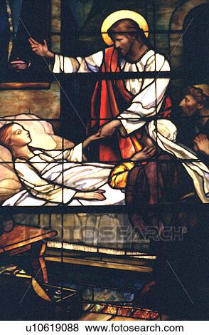 Jesus healing a sick child depicted on stained glass View Large Photo Image Stock Photo - Jesus healing a sick child depicted on stained glass. Fotosearch