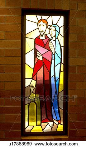 Mother Mary and Joseph on stained glass window View Large Photo Image Stock Photo - Mother Mary and Joseph on stained glass window. Fotosearch