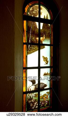 Outdoor scene on stained glass View Large Photo Image Stock Photo - Outdoor scene on stained glass. Fotosearch