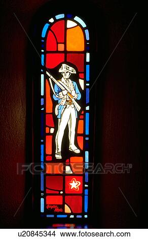 Soldier from the revolutionary war on stained glass View Large Photo Image Picture - Soldier from the revolutionary war on stained glass. Fotosearch