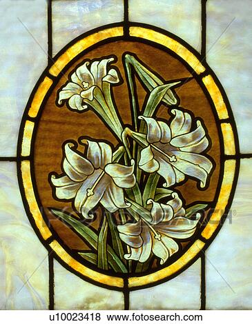 Stained glass window of Easter Lilies View Large Photo Image Stock Photo - Stained glass window of Easter Lilies. Fotosearch