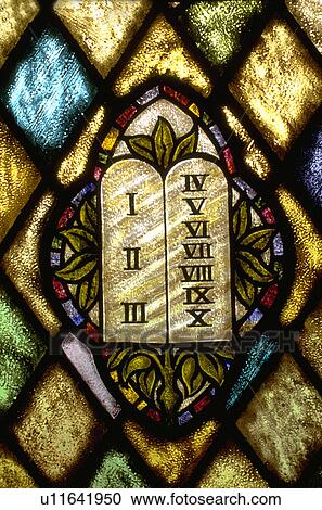The ten commandments stained glass window View Large Photo Image Stock Image - The ten commandments stained glass window. Fotosearch