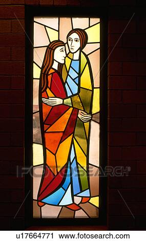 Mary and Joseph on stained glass window View Large Photo Image Stock Image - Mary and Joseph on stained glass window. Fotosearch