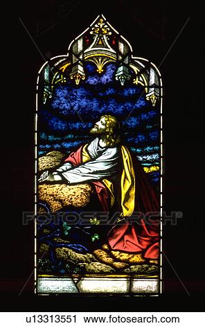 Stained glass window of Jesus praying in the Garden of Gethsemane View Large Photo Image Stock Image - Stained glass window of Jesus praying in the Garden of Gethsemane. Fotosearch