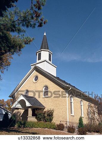 Exterior of church against blue sky View Large Photo Image Stock Photo - Exterior of church against blue sky. Fotosearch