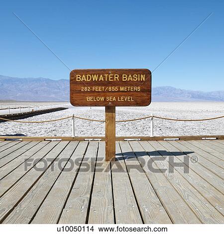 Badwater Basin sign in Death Valley National Park. View Large Photo Image Picture - Badwater Basin sign in Death Valley National Park.. Fotosearch