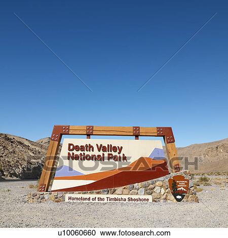 Stock Image - Death Valley National Park entrance sign.. Fotosearch