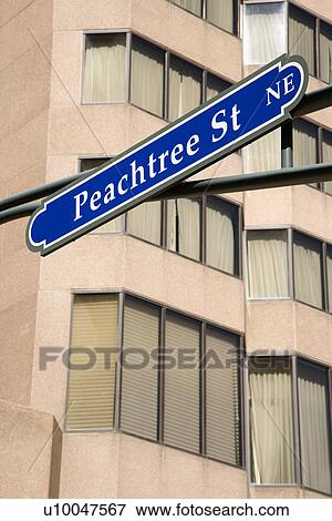 Road sign for Peachtree St. in downtown Atlanta, Georgia. View Large Photo Image Stock Photo - Road sign for Peachtree St. in downtown Atlanta, Georgia.. Fotosearch