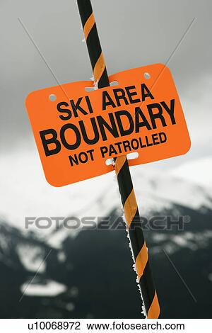 Ski area trail boundary sign. View Large Photo Image Stock Image - Ski area trail boundary sign.. Fotosearch