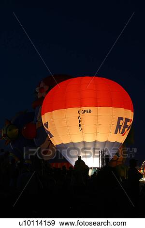 Stock Photo - Gatineau Hot Air Balloon Festival, Quebec Canada-night lights. Fotosearch