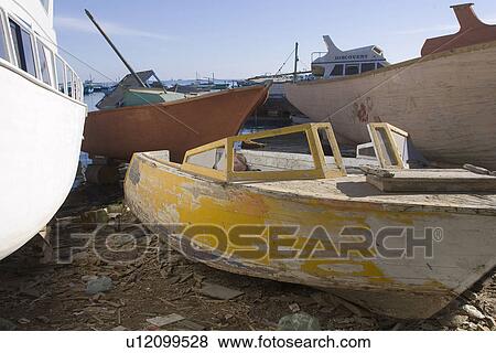 Stock Photo - Boat, Harbor, Day, Close-Up, Abandoned. Fotosearch