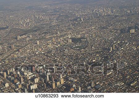 Stock Image - buildings, country side, aerial view. Fotosearch
