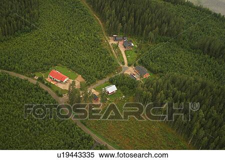 Stock Photography - construction, aerial view, cabin, building, appearance, aerial. Fotosearch