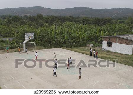 Stock Photography - group of people, aerial view, basketball. Fotosearch