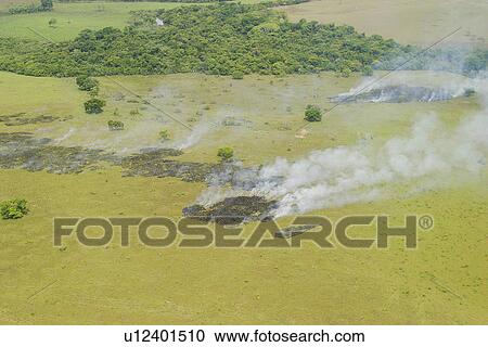 Stock Image - agriculture, burning, aerial view. Fotosearch