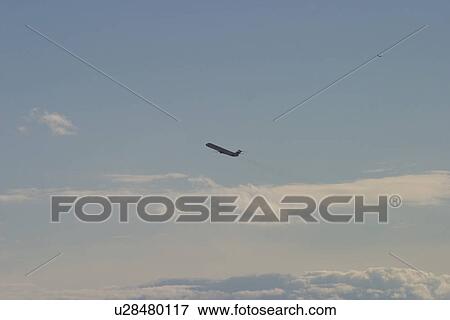 Stock Photo - Blue Sky, Air Plane, Airplane, Aircraft, Air Transport, Aero Plane. Fotosearch